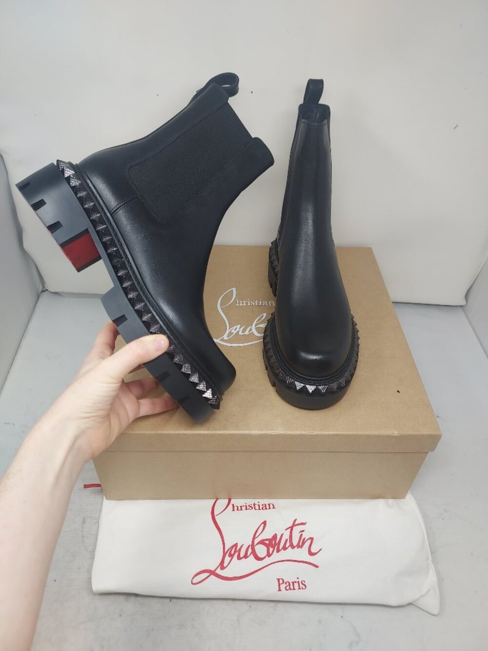 Christian Louboutin WOMENS St Emilia Pyraclou Stud Black Boot